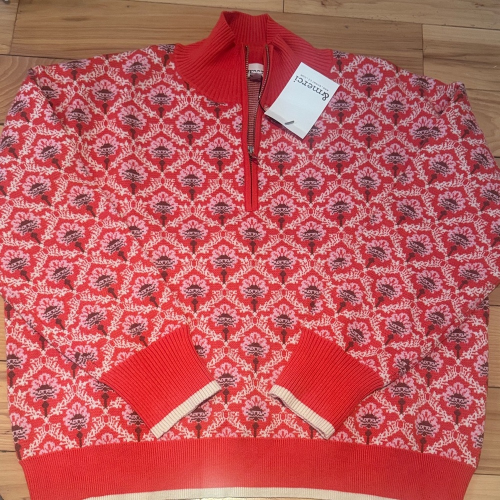 Emerson Men’s Red Patterned Half-Zip Sweater